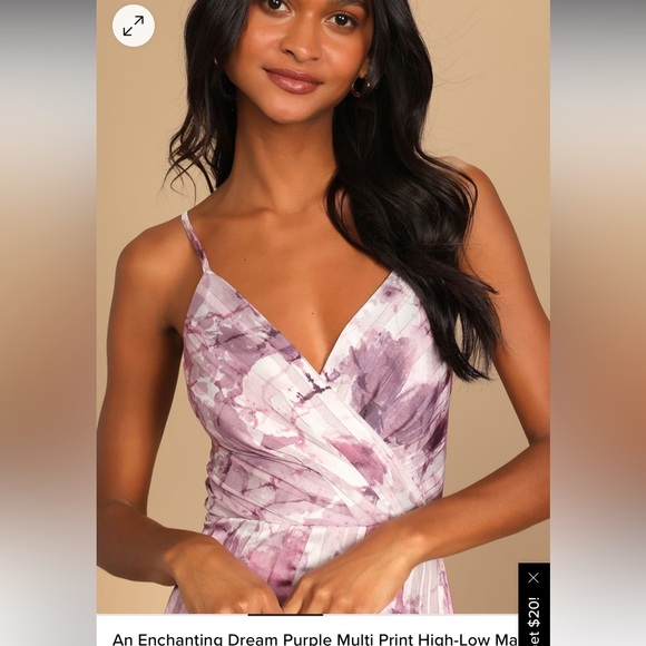 BNWT Lulus Enchanting Dream Multi-print High/Low Maxi dress L - Picture 5 of 16